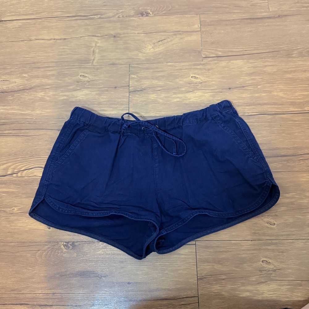 J. Crew Linen Cotton Pull On Short Womens Size Small Navy Blue Midrise